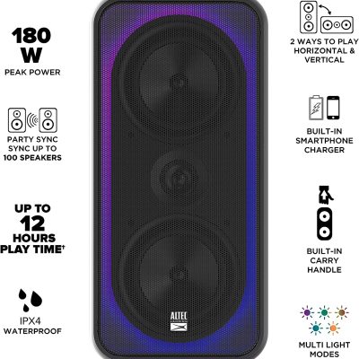 Altec Lansing Shockwave 200 Wireless Party Speaker 180W Bluetooth Speaker with a Long Lasting 12 Hour Battery