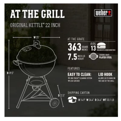 Weber Original Kettle 22-in W Black Kettle Charcoal Grill