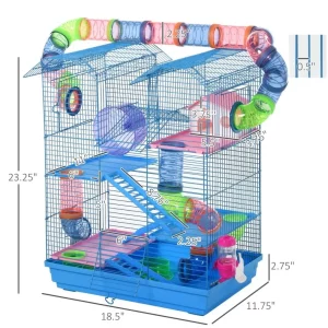 PawHut 18.5" 5 Tier Hamster Cage with Tubes and Tunnels