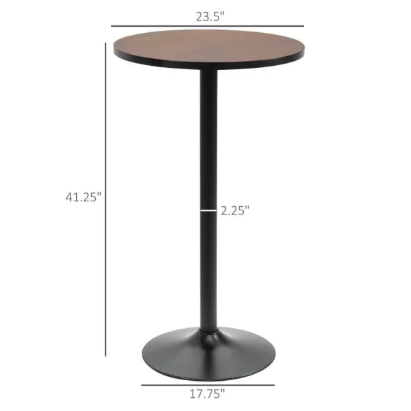 HOMCOM 42" H Bar Height Round Bar Table with Metal Base